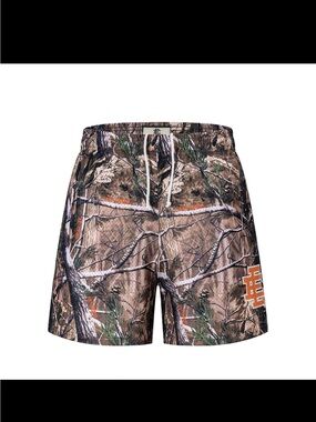 Eric EmanuelCamo Drawstring Shorts with Orange Logo